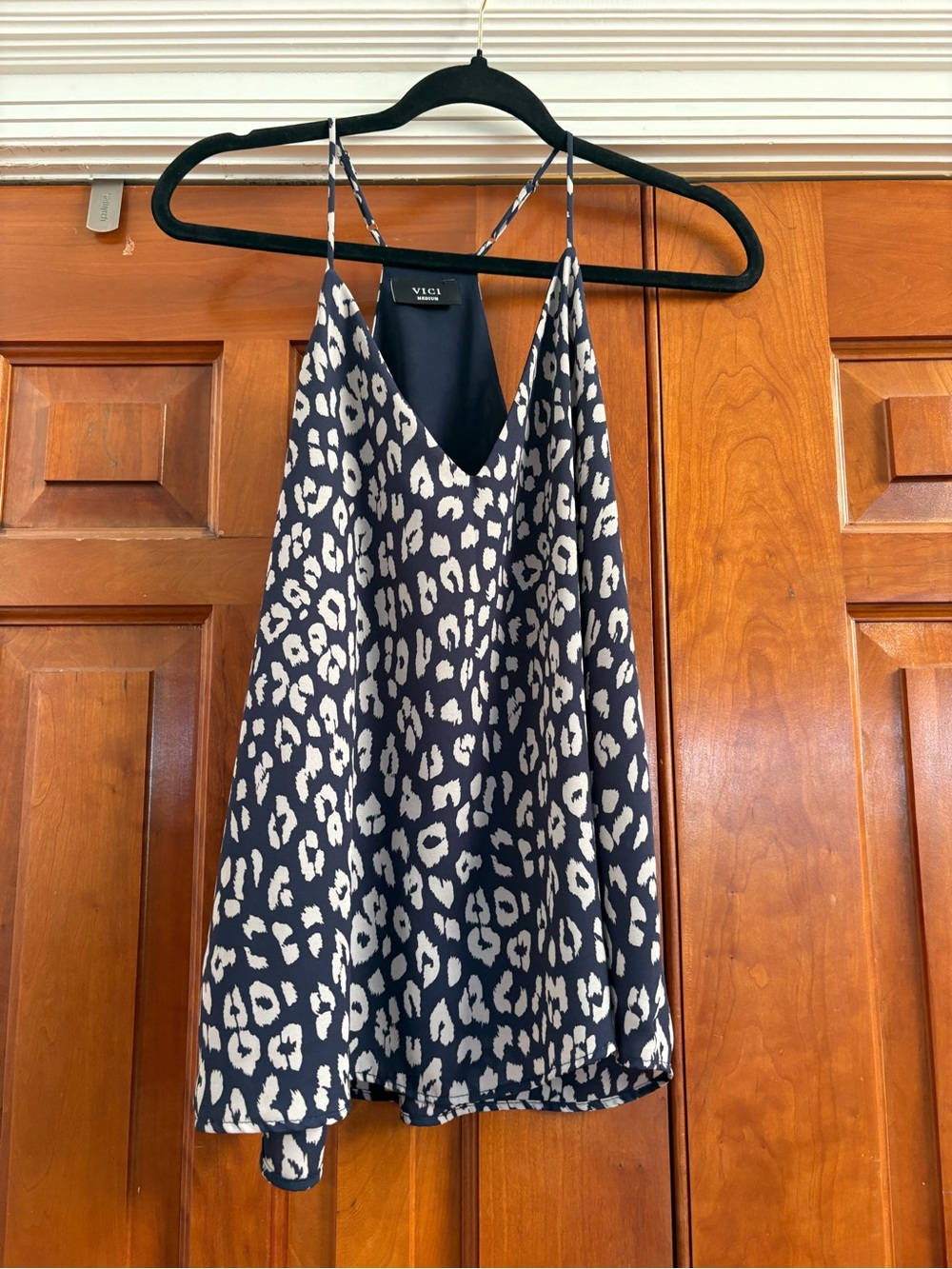 VICI Navy and White Leopard Print Camisole Top